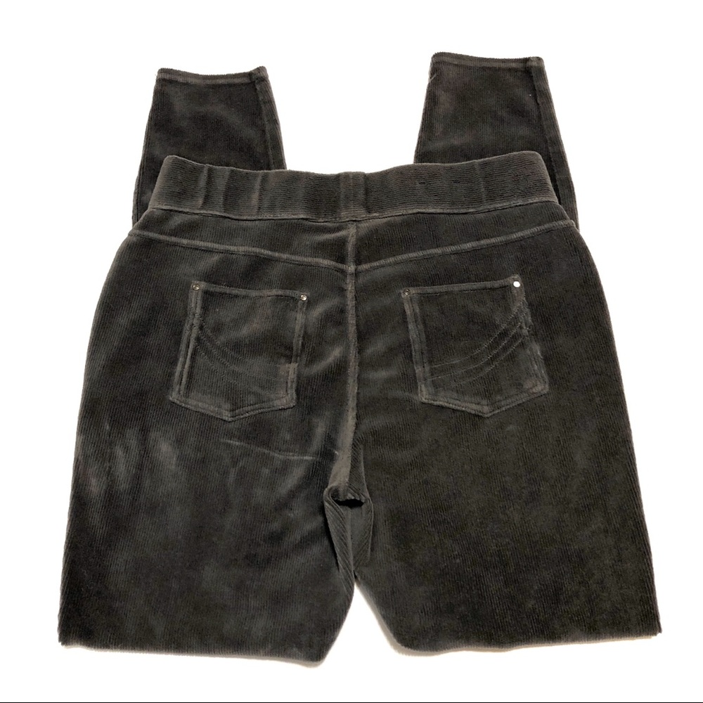 Charcoal Gray Ribbed Velvet High Waist Leggings - Picture 3 of 7